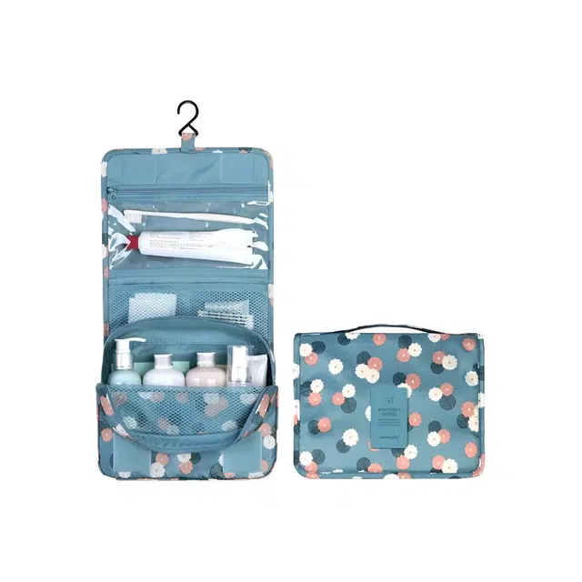 顽顽韩版花色悬挂式挂钩洗漱包便携出差旅行收纳包可折叠手提整理包化妆包
