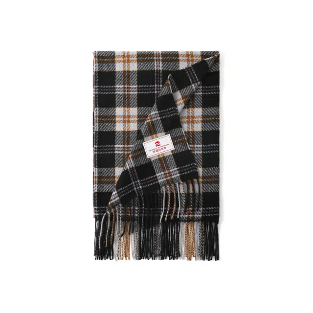 宫里的世界 韩系经典格纹仿羊绒 聚酯纤维 绒线围巾 男女同款情侣款