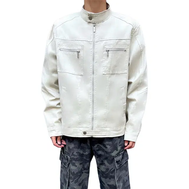 蛊惑 美式复古工装外套潮牌高街痞帅水洗帆布哈灵顿夹克 男女同款