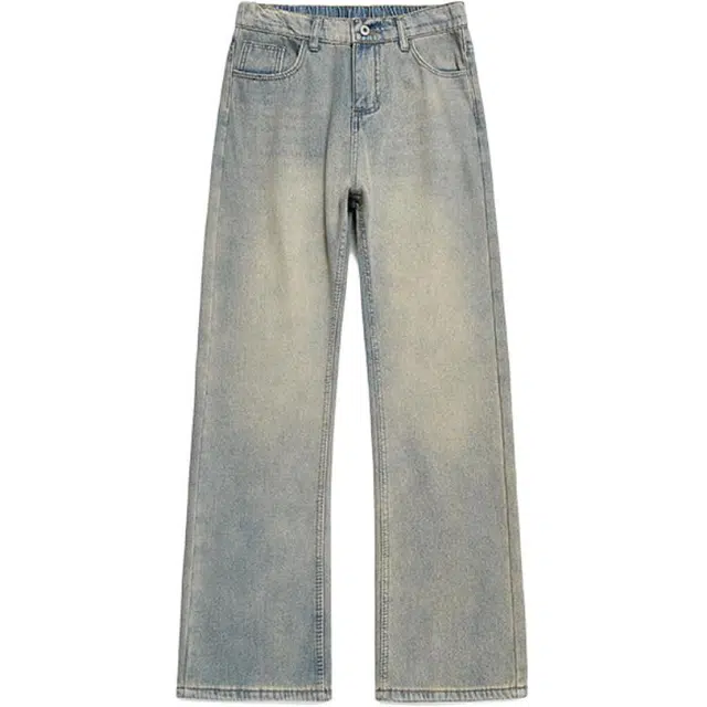 八哥 美式复古高街直筒废土风基础款水洗做旧设计感潮流时尚显瘦显高弯刀裤日常通勤百搭垂感舒适柔软长裤牛仔裤 男女同款