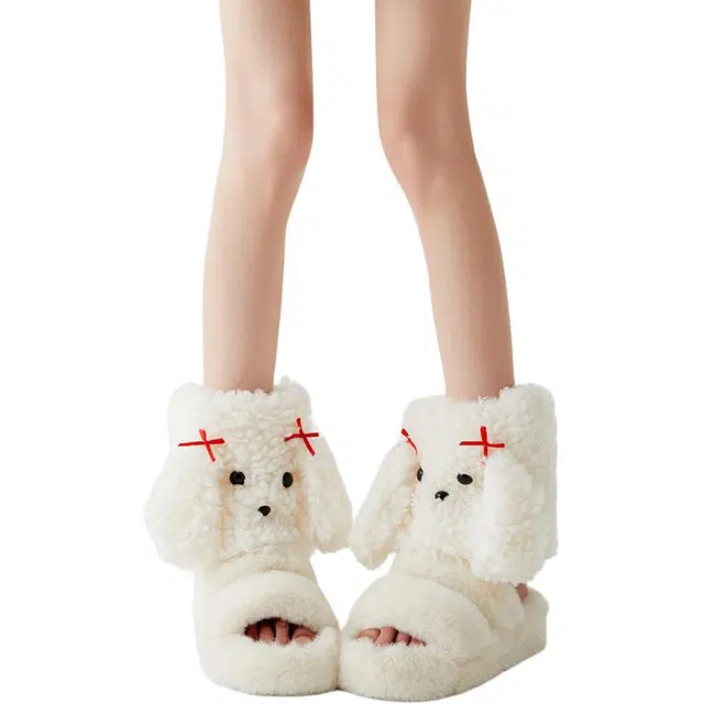Mian Zhishi Cute Plush Dog Y2K Socks