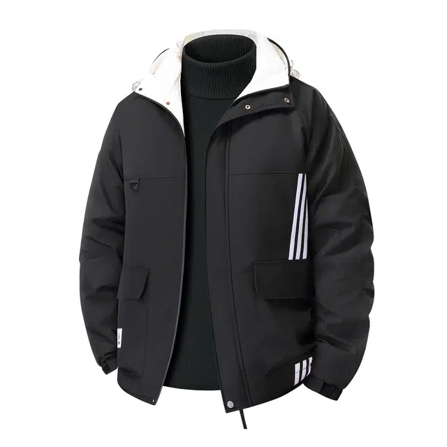 百胜狐 大码男装胖子加肥宽松保暖撞色工装外套棉服 男款