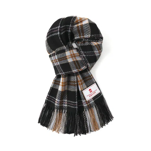 宫里的世界 韩系经典格纹仿羊绒 聚酯纤维 绒线围巾 男女同款情侣款