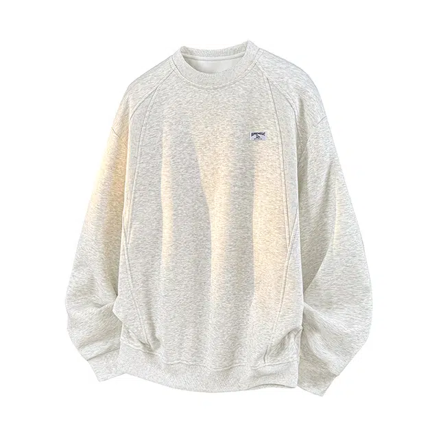 吾皇猫 美式高级感解构拼接圆领套头正肩时尚潮流宽松百搭舒适加绒加厚保暖长袖打底卫衣 男女同款