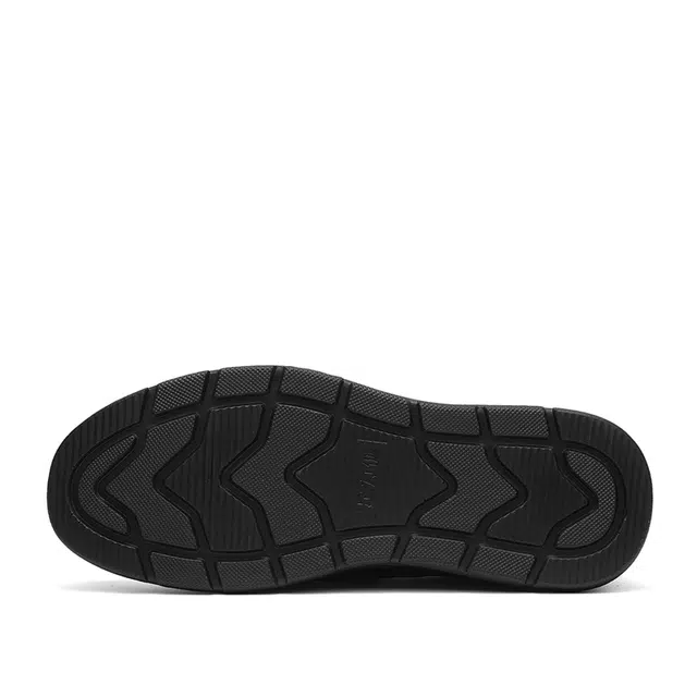 足力健 合成革牛剖层革 舒适轻便 百搭款式 简约设计 黑色时尚 防滑耐磨 休闲皮鞋 男款