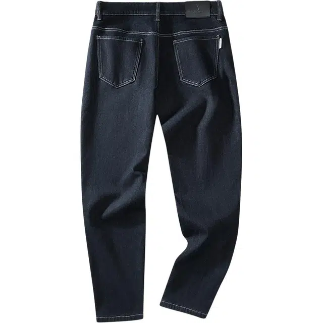 与狼共舞 潮流明线设计休闲青年款加绒保暖亲肤抗静电通勤百搭简约纯色直筒弹力牛仔裤 男款