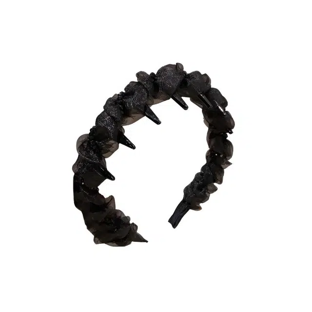 丹琴 蓬松显脸小 高颅顶发卡带齿防滑闪钻轻纱头箍宽边压发头饰发捆 亚克力 发箍 女款