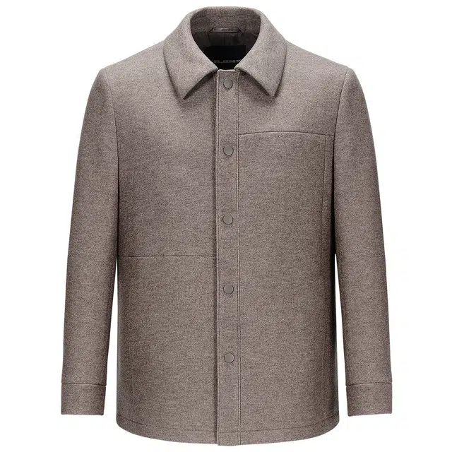 利郎 都市休闲翻领纯色绵羊毛混纺保暖冬季大衣 男款