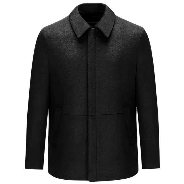 利郎 都市休闲翻领含绵羊毛保暖纯色质感冬季大衣 男款