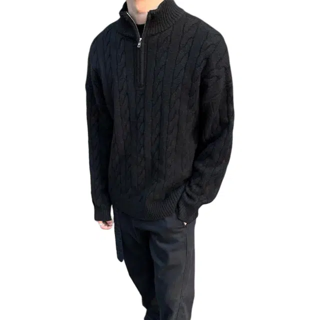 蛊惑 美式复古半高领拉链毛衣秋季宽松休闲百搭长袖针织衫 男女同款