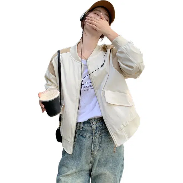 邦固依品 外套女秋季款宽松休闲韩系小个子设计感短款夹克上衣棒球服 女款