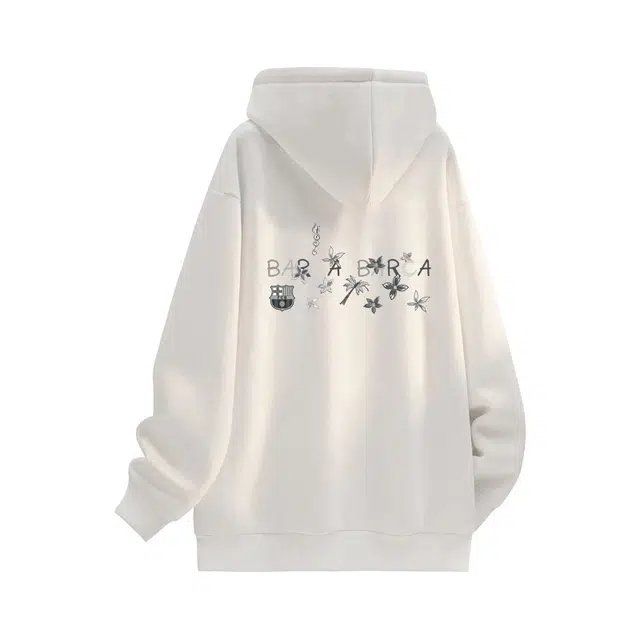 巴塞罗那足球俱乐部 美式学院风高街纯色时尚简约宽松百搭休闲日常通勤套头连帽卫衣 男女同款