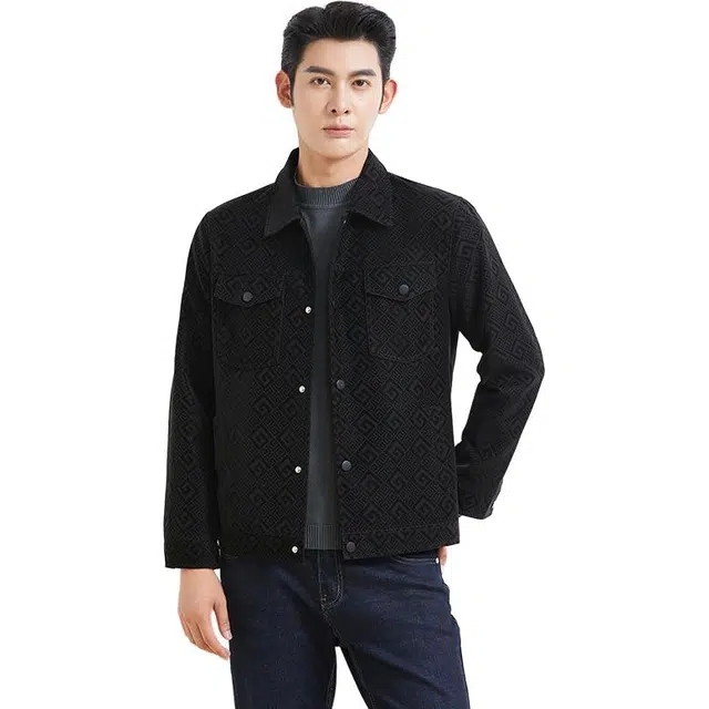 卡丹狄诺 经典翻领皮夹克男秋冬轻商务立体剪裁宽松休闲单排扣铆钉美式复古工装高街外套高级感行政皮衣 男款