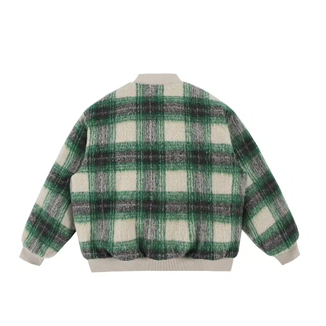 【dme】 美式复古街头棒球服冬季外套夹棉加厚格子百搭时尚潮流棉服 男女同款