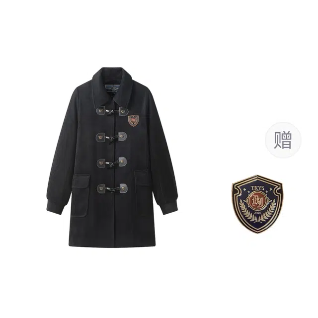 东鲸岁时记 高级感冬季保暖舒适休闲时尚简约设计优雅气质夹棉学院风纯色毛呢外套中长款毕业季大衣 女款