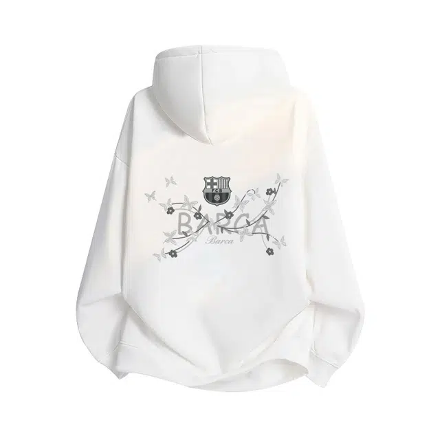 巴塞罗那足球俱乐部 套头春秋季潮纯色简约基础款帅气百搭宽松休闲上衣卫衣 男女同款