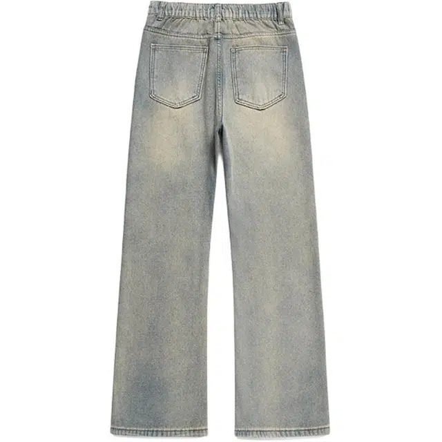 八哥 美式复古高街直筒废土风基础款水洗做旧设计感潮流时尚显瘦显高弯刀裤日常通勤百搭垂感舒适柔软长裤牛仔裤 男女同款