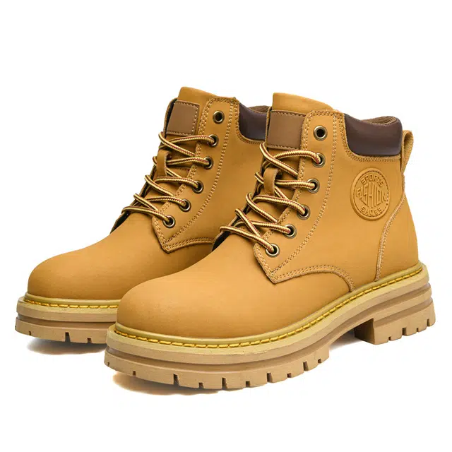 依米奴 头层牛皮 高颜值 时尚潮流 脚感舒适 低调百搭 日常通勤 简约帅气 情侣款 短筒 马丁靴 男女同款