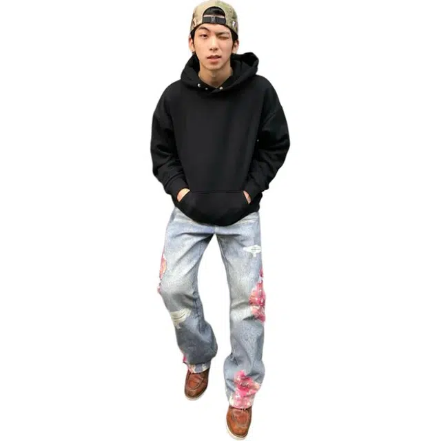 单爵 秋冬季基础排扣纯色帽衫美式高街复古男情侣连帽卫衣 男女同款