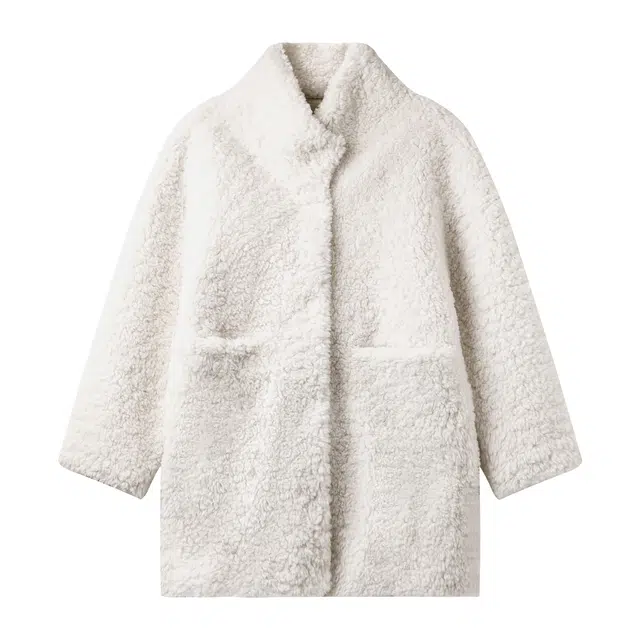 重磅基础 冬季皮毛一体羊羔毛保暖柔软外套中长款时尚百搭立领简约气质高级感大口袋设计皮草毛绒绒大衣 女款