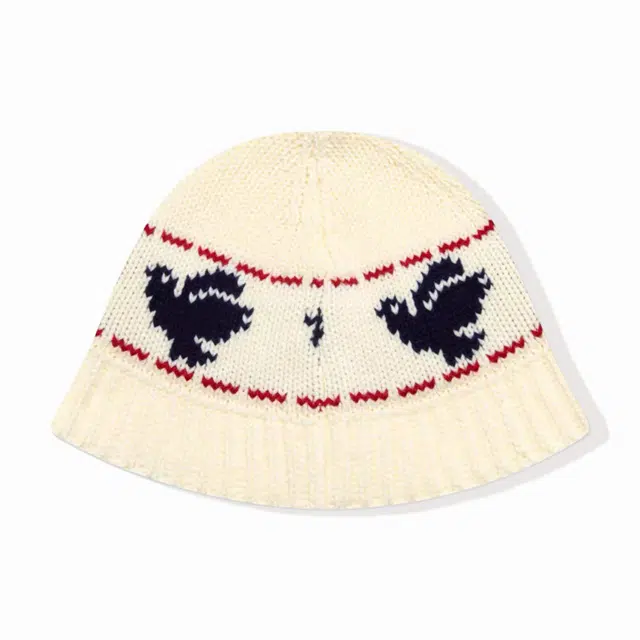 【提花和平鸽】 无限兔 复古针织帽秋冬季保暖渔夫帽加厚护耳水桶帽韩系户外显脸小时尚百搭毛线防寒帽 涤纶 绒线帽 男女同款情侣款