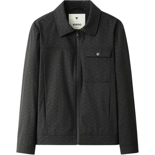 爱登堡 翻领拉链千鸟格满印休闲通勤教练防风百搭夹克 男款