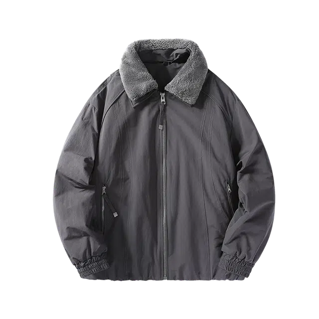 潮人榜 美式复古工装夹克男冬季宽松大码毛领棉衣外套潮牌痞帅棉服 男款