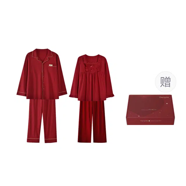 宫蝶 简约柔软家居服宽松休闲大码可外穿睡衣礼盒 男女同款