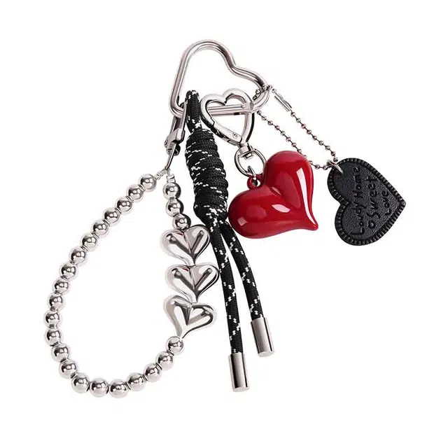 GOLF Heart Braided Phone Chain Black Red