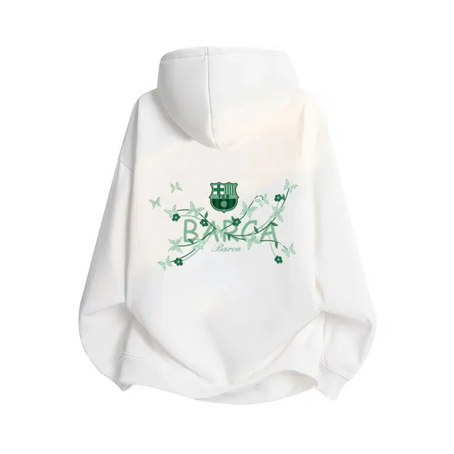 巴塞罗那足球俱乐部 衣服男春秋季潮纯色简约基础款帅气百搭宽松休闲上衣卫衣 男女同款
