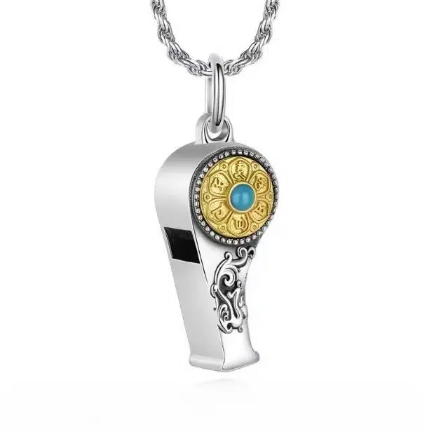 尚先生 复古挂坠口哨可吹 黄铜 项链 男女同款情侣款