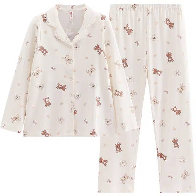 芬腾 月子服纯棉长袖女产后哺乳喂奶抗静电家居服睡衣套装 女款