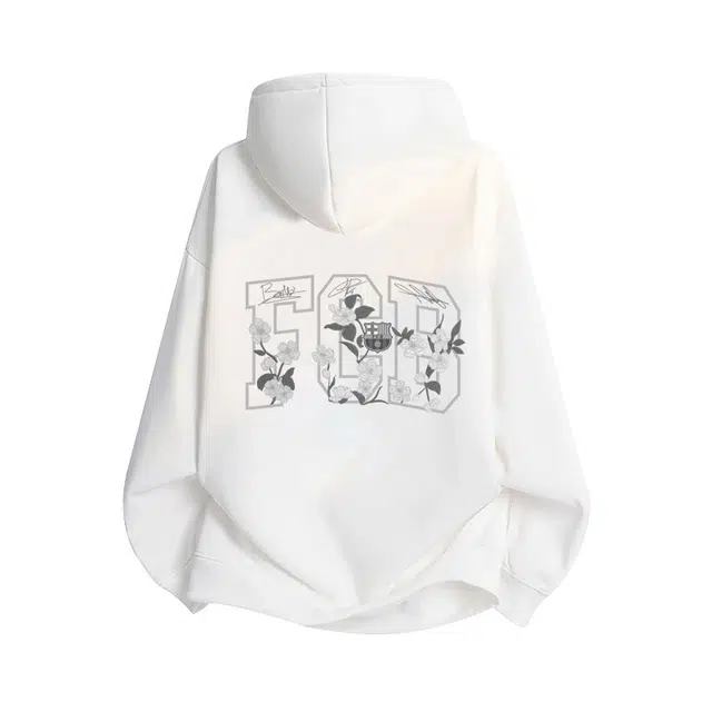 巴塞罗那足球俱乐部 耐穿春秋季潮纯色简约基础款帅气百搭宽松休闲上衣卫衣 男女同款