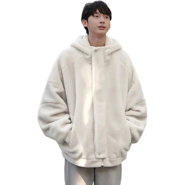 拓菲 羊羔毛外冬季加厚连帽棉衣高级感羊羔绒防寒机车服棉服 男女同款