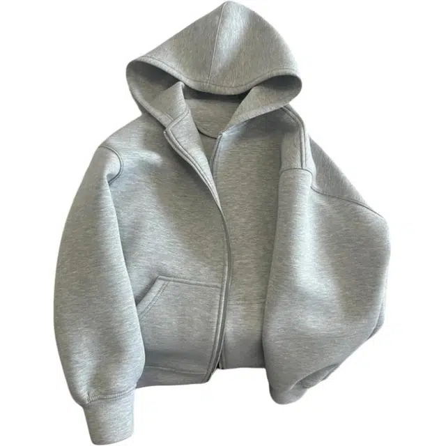 单爵 硬挺开衫卫衣男中性廓形风美式短宽连帽运动外套夹克 男女同款