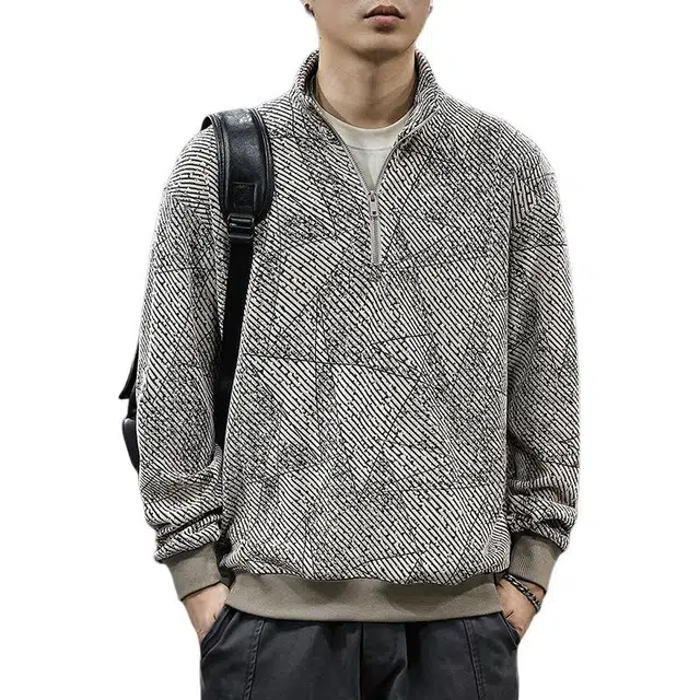 前进牛 美式经典复古潮牌高街风潮流痞帅设计感提花休闲户外百搭宽松卫衣 男款