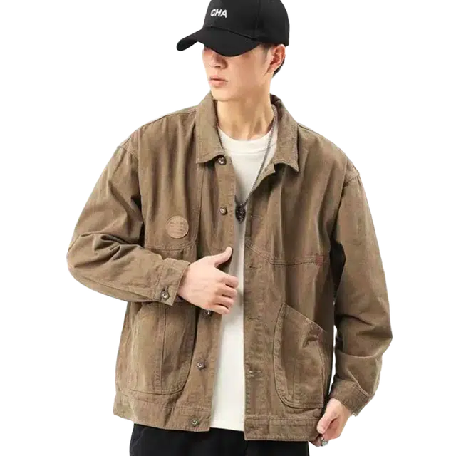 一碗士多 拼接解构拉链口袋做旧美式复古高街时尚流行痞帅个性高级设计日常通勤宽松舒适百搭不挑人夹克 男女同款