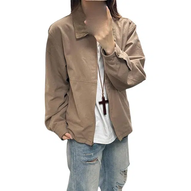 单爵 美式复古翻领底特律外套男秋季高级感短款巴恩风夹克 男女同款