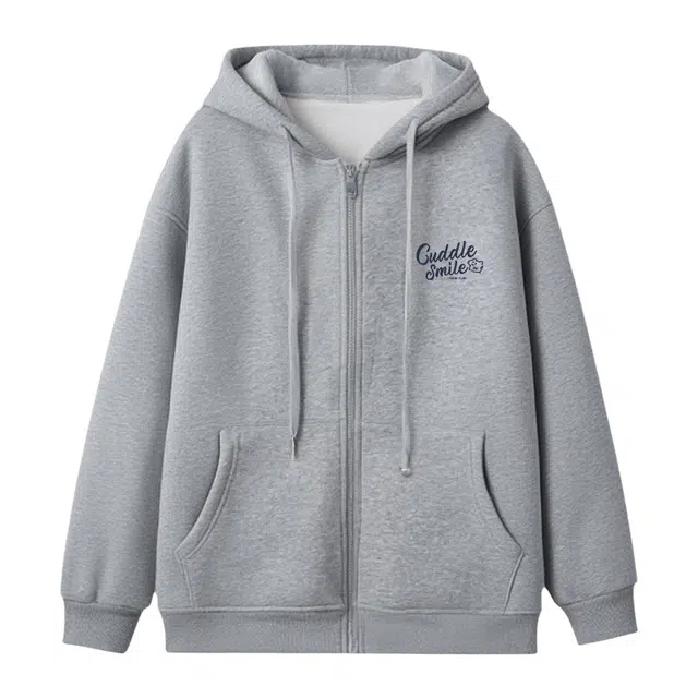 米子旗 羊羔毛加厚连帽蝴蝶宽松型通勤风卫衣 女款