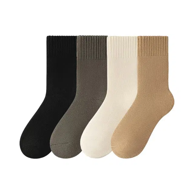 皇室品轩 袜子男秋冬季加绒加厚保暖羊绒袜男士百搭超厚中筒袜冬天睡眠短袜 男款
