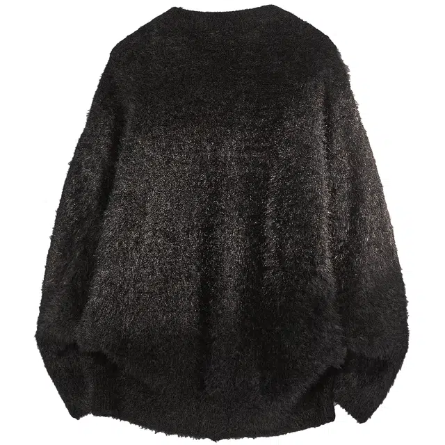 吾皇猫 慵懒风美式仿貂毛设计复古基础款简约百搭圆领套头秋冬款打底衫舒适透气时尚长袖针织保暖上衣内搭休闲毛衣 男女同款