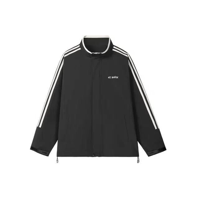 法文箱子 美式条纹外套秋冬季简约户外潮流休闲立领冲锋夹克 男女同款