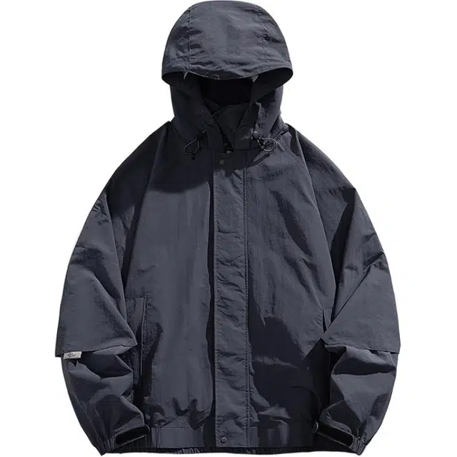 宫奴 潮牌户外防风防水宽松廓形短款连帽工装外套夹克 男女同款