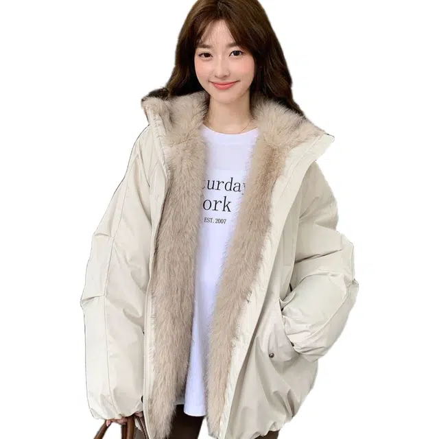 苏九儿 美式加厚宽松毛领复古棉衣保暖巴恩风棉服 女款