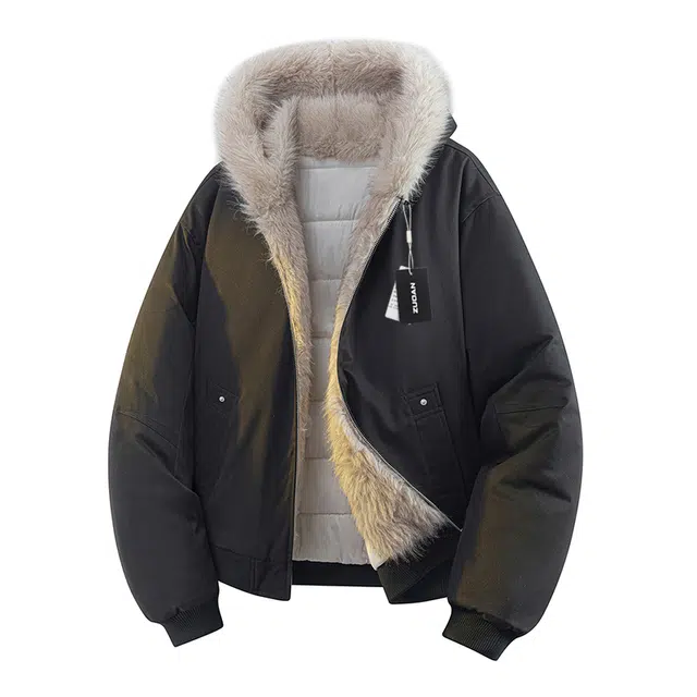 左岸 美式高街座山雕棉衣冬季毛领棉袄外套情侣款加绒加厚防风保暖连帽上衣棉服 男女同款