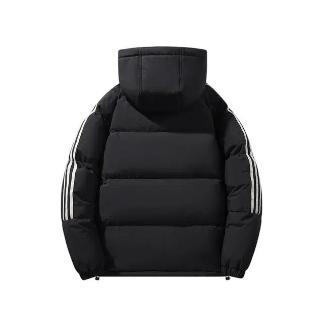 棉基因 冬季连帽侧边条纹撞色优质棉棒球服保暖高个小个子日系男简约潮流夹棉袄子美式高街工装风青少年职场通勤学院风棉衣外套 男女同款