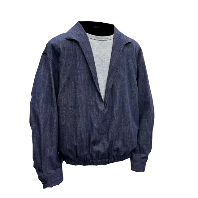 一碗士多 假两件拼接色翻领宽松套头小众设计高级感潮流时尚休闲舒适百搭无性别主义日常城市户外通勤出街拍照简约轻熟风衬衫 男女同款