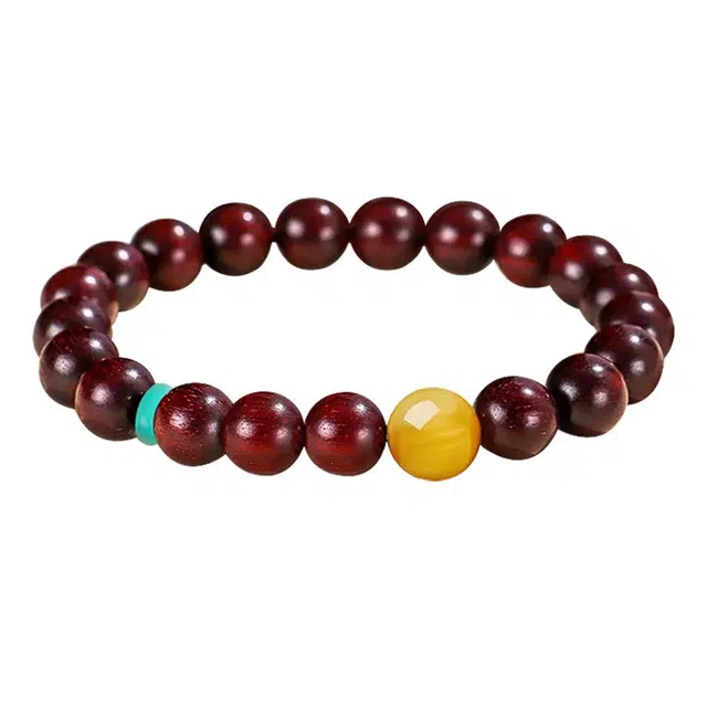 琛宬 【时来运转】大吉大利新中式国潮复古文艺转运平安喜乐多财多福单圈简约文玩盘玩佛珠#好运 血檀 木作手串 男女同款情侣款