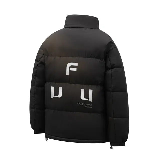 物质公式 美式复古高街设计感字母印花加厚保暖锁温御寒防风防水面包服外套棉袄宽松百搭舒适休闲户外运动潮流嘻哈情侣短款羽绒服 男女同款