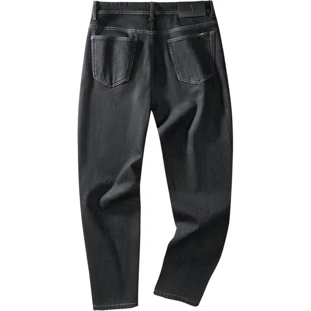 与狼共舞 保暖加绒弹力亲肤休闲青年款简约纯色时尚通勤抗静电水洗耐磨舒适百搭中腰锥型牛仔裤 男款